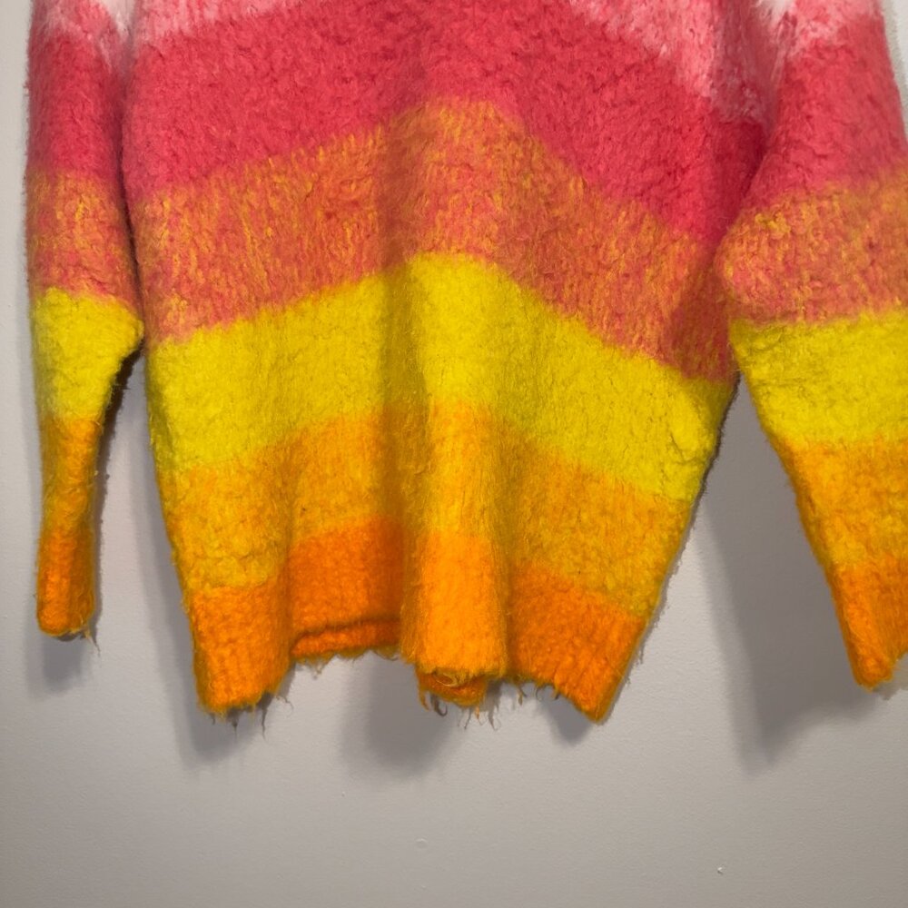 Anthropologie Women's Fuzzy Colorblock Sweater Size S V Neck - Picture 5 of 7